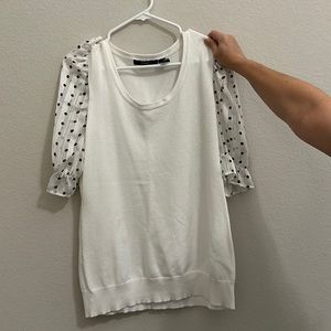 White Blouse with Polka Dot Sleeves
